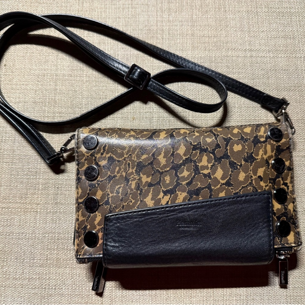 Hammitt Leopard Print Levy Crossbody Bag with Gunmetal Accents